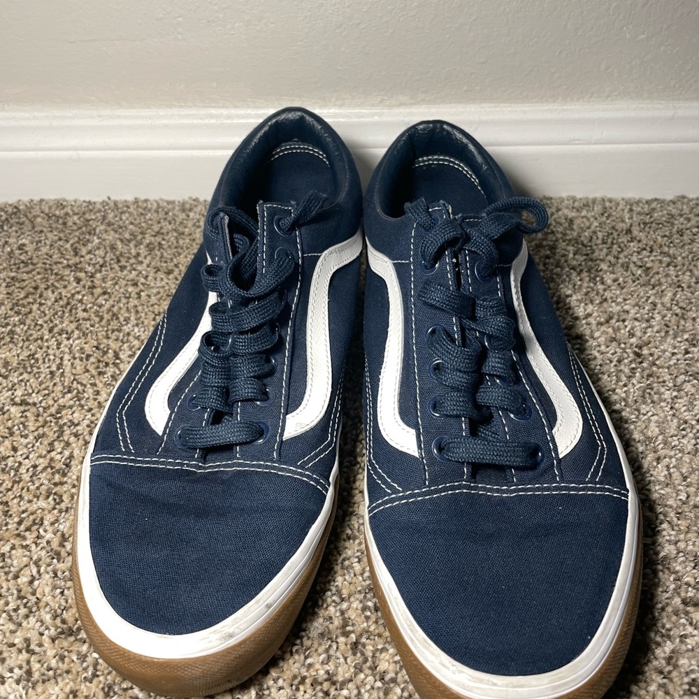 Vans Navy Blue Old Skool Sneakers with Suede and Canvas Upper